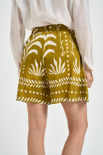 Short donna fantasia floreale lime - 5