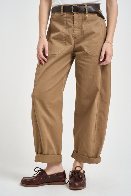 Pantalone donna carrot fit cammello