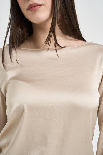 Blusa donna satinata beige - 3