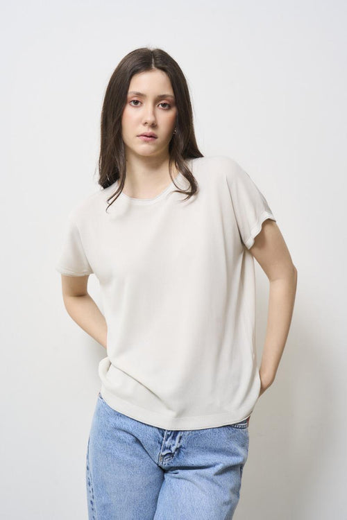 T-shirt in maglia donna beige