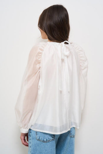 Camicia donna bianca con fiocco - 3