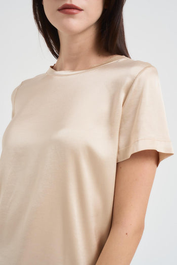 T-shirt donna beige girocollo - 3