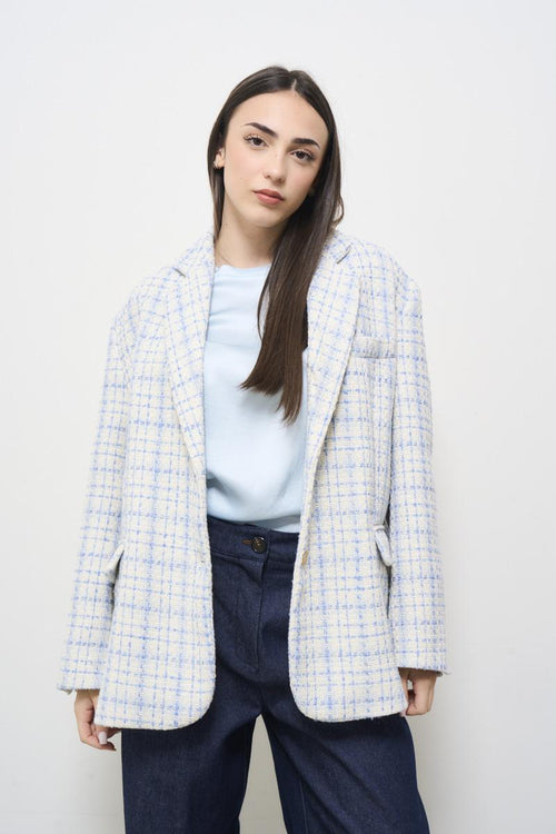 Women's light blue tartan jacket