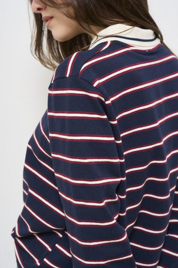 Women's long sleeve striped polo shirt - 5