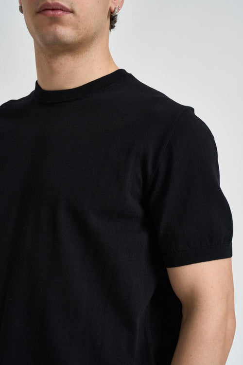 T-shirt uomo girocollo in maglia nero - 2