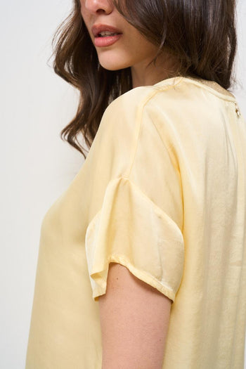 T-shirt donna satinata gialla con lurex dorato - 4