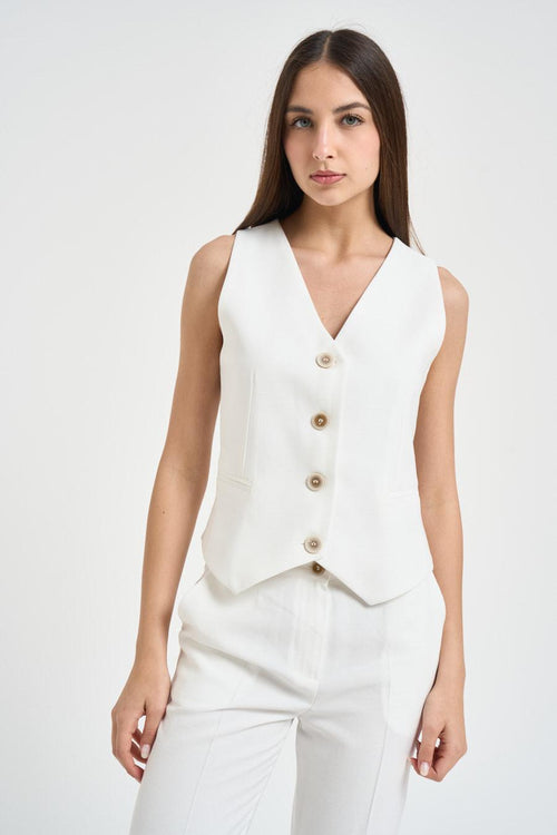 Completo donna gilet e pantalone bianco - 2
