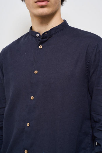 Camicia uomo alla coreana blu - 4