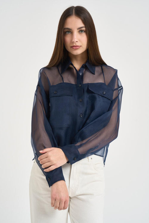 Camicia donna trasparente blu