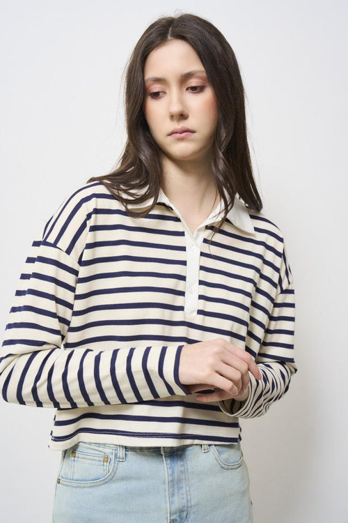 Polo donna blu a righe - 2