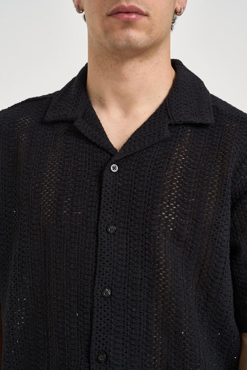Camicia uomo traforata nera - 2