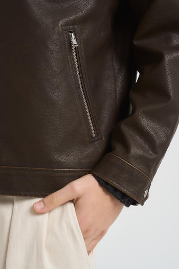 Giubbotto uomo in pelle marrone - 3