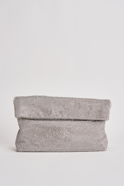 Pochette donna con strass argento