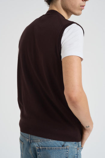 Gilet scollo a V uomo marrone - 5
