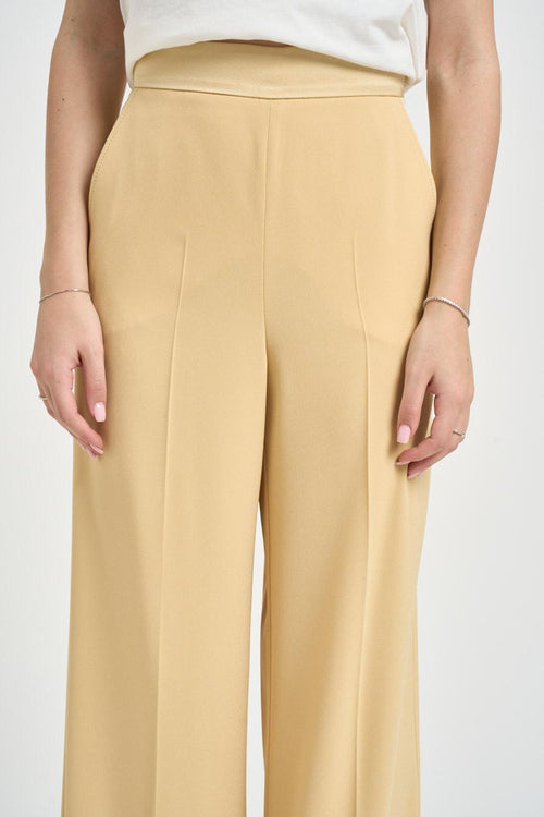 Pantalone donna gamba ampia giallo pastello - 2