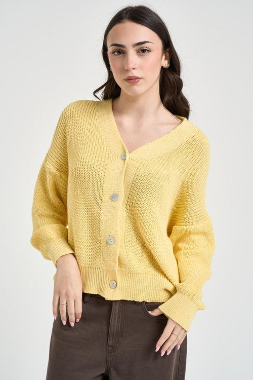 Cardigan donna in maglia giallo
