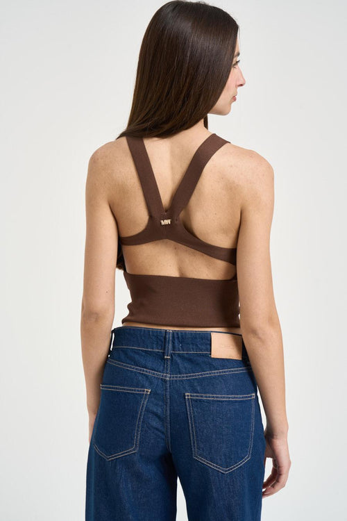 Top donna girocollo marrone - 2