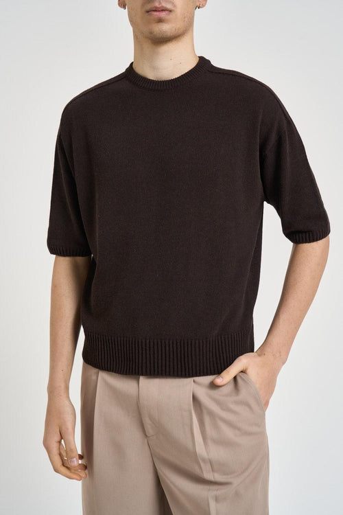 Polo uomo in maglia marrone