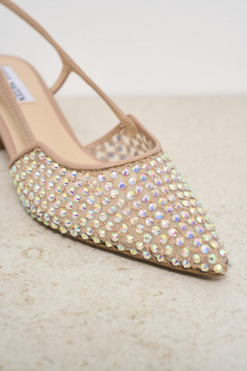 Scarpa donna cipria con tacco e strass - 3
