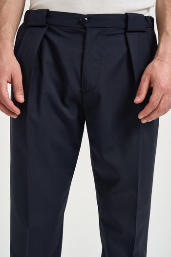 Pantalone uomo con pinces blu - 5