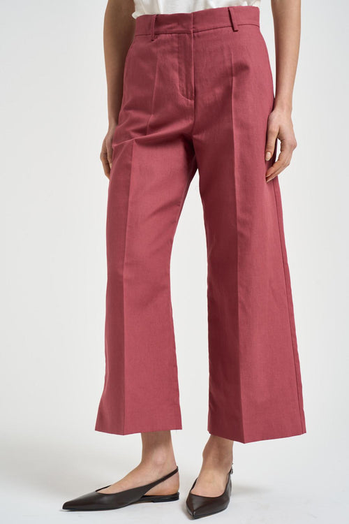 Pantalone donna dritto rosso mattone