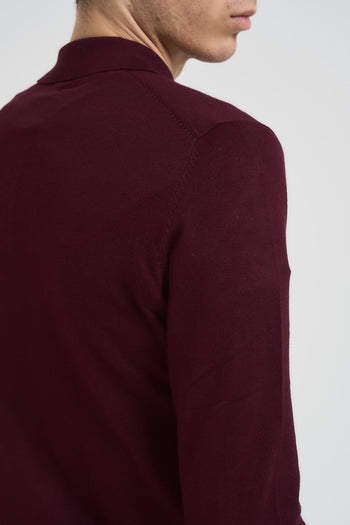 Polo uomo con bottoni bordeaux - 4