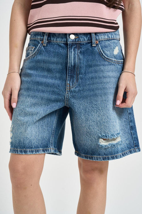 Bermuda donna in denim rotture - 2