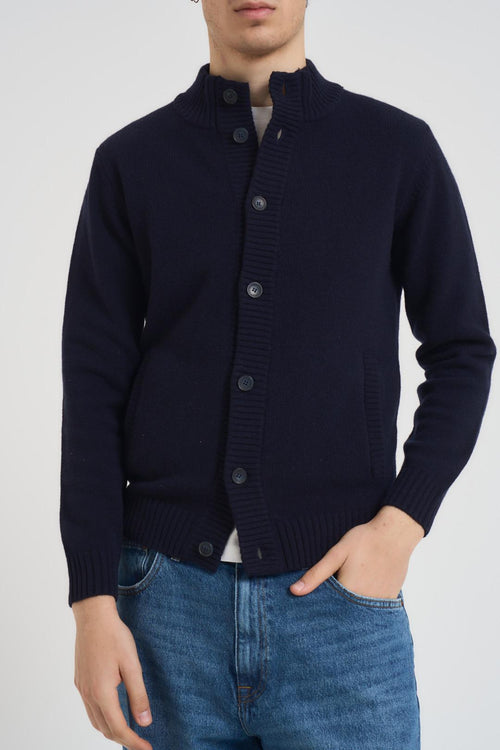 Cardigan uomo in maglia blu