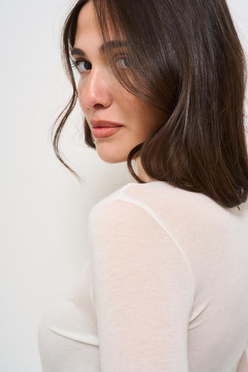 Maglia donna semitrasparente bianca - 3
