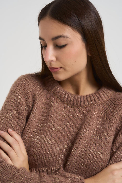 Maglia donna girocollo cammello - 2