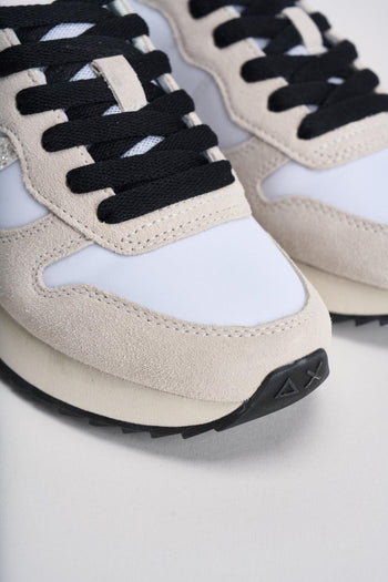 Sneakers donna suede bianco e beige - 4