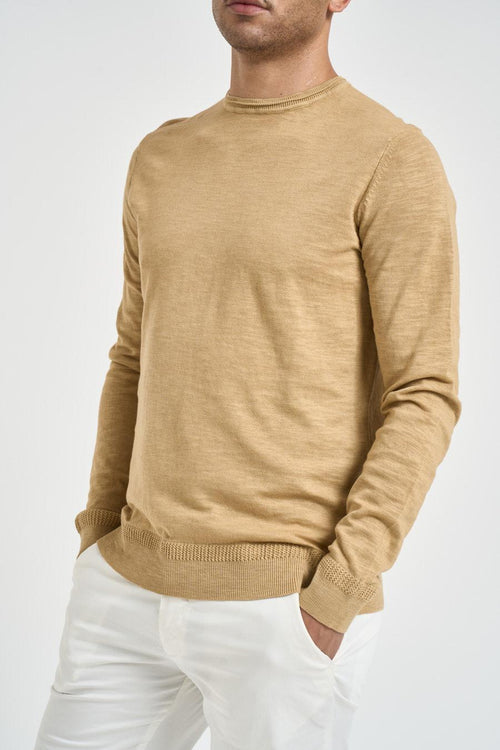 Maglia uomo girocollo cammello