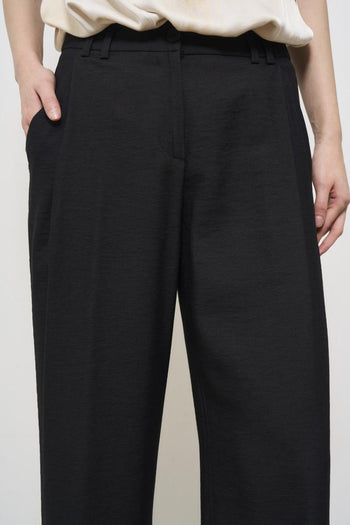 Women's black palazzo trousers in linen - 5