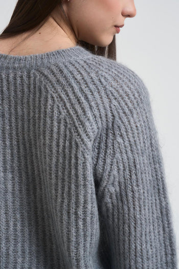 Maglia donna scollo a barchetta grigio - 3