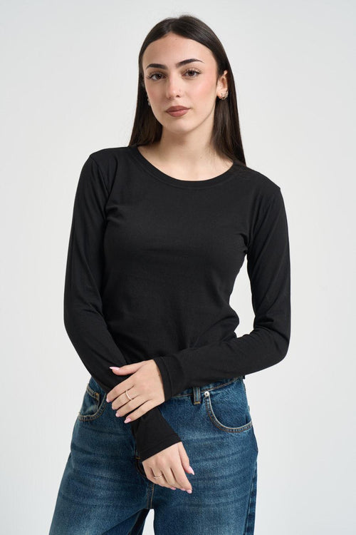 Maglia donna girocollo nera