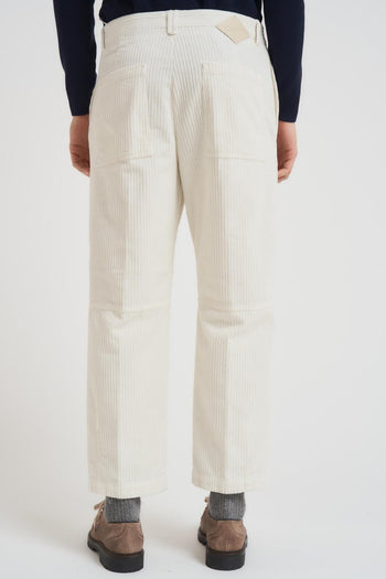 Pantalone uomo regular fit a costine panna - 3