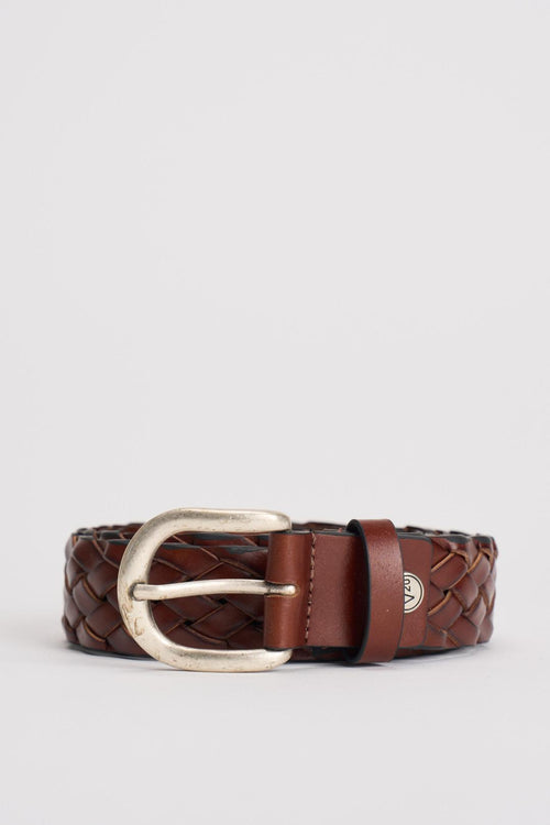 Cintura uomo intrecciata cognac