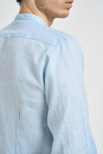 Camicia uomo in lino celeste - 5