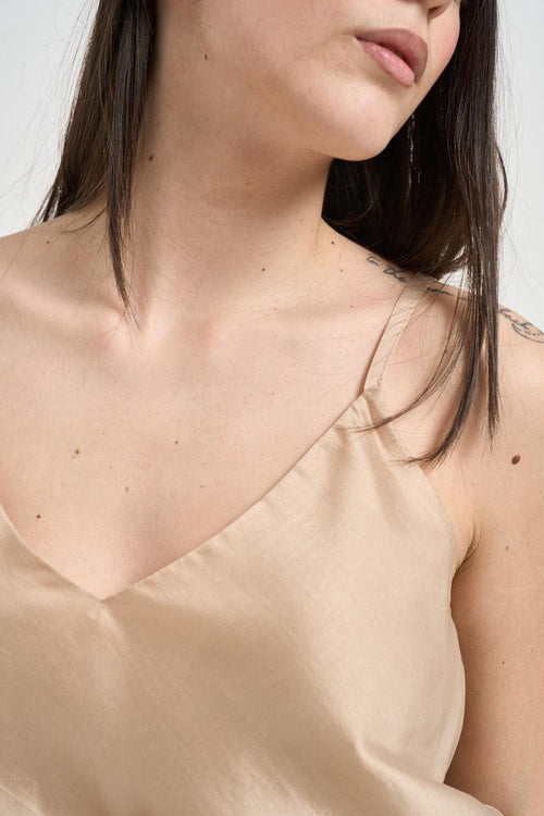 Canotta donna scollo a V beige - 2