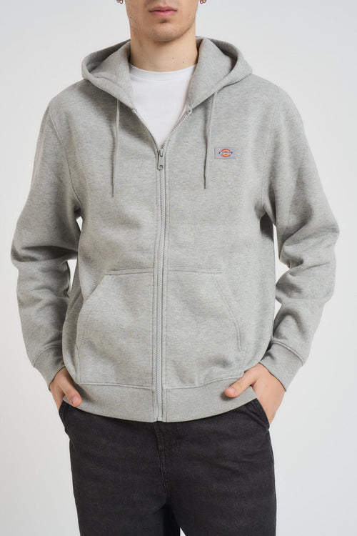 Felpa uomo con cappuccio e zip grigia