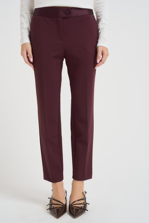 Pantalone donna skinny bordeaux