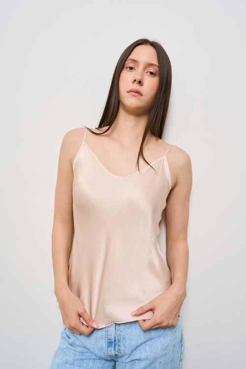 Top donna satinato rosa cipria