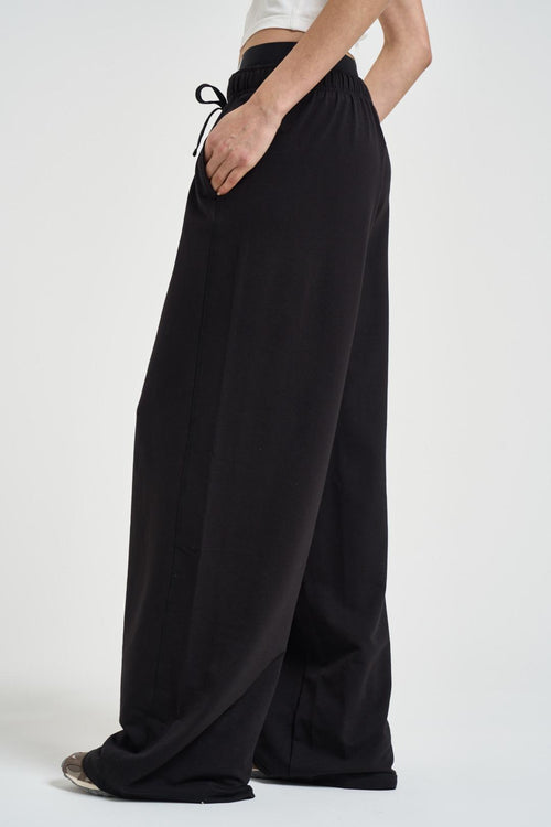 Pantalone tuta donna gamba ampia nero<BR/> - 2