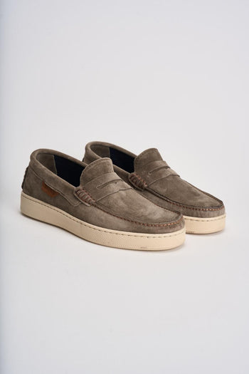 Mocassino uomo in suede tortora - 3