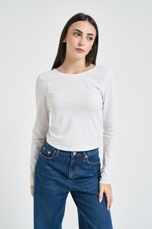 T-shirt donna girocollo bianca - 2