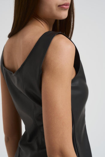 Top donna in ecopelle nera - 4