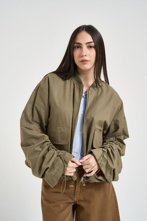 Bomber donna con coulisse verde - 2
