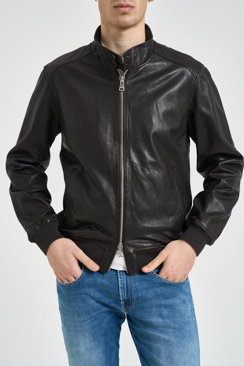 Giubbotto uomo in pelle marrone