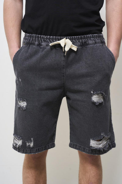 Bermuda uomo grigio con strappi
