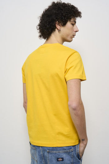 Yellow crew neck men's t-shirt with logo - 4